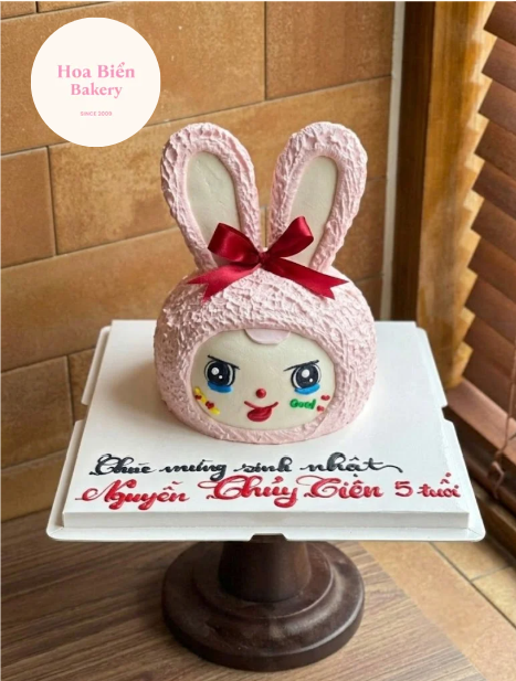 Bánh Kem Baby Three Pink Bunny – Bánh Kem Tạo Hình 3D Dễ Thương | Hoa Biển Bakery